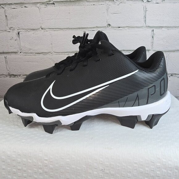 YOUTH NIKE VAPOR BASEBALL CLEATS BLACK WITH WHITE STRIPING SIZE 3.5 NWOT - Picture 6 of 10